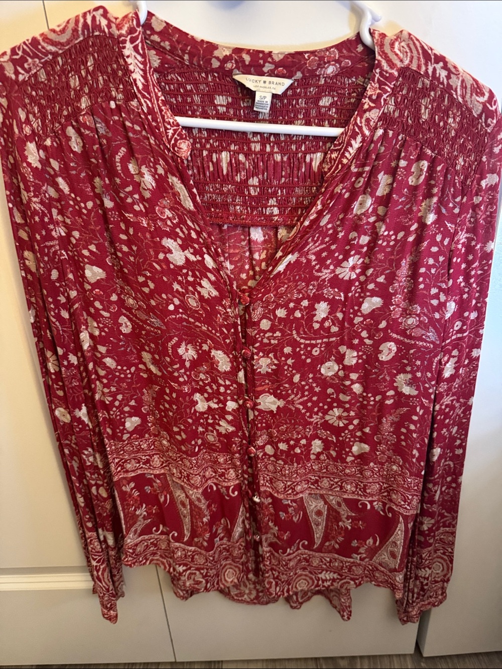 Lucky Brand Pink Floral Boho Tunic Top
